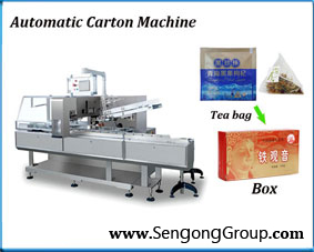 Tea bag cartoning machine
